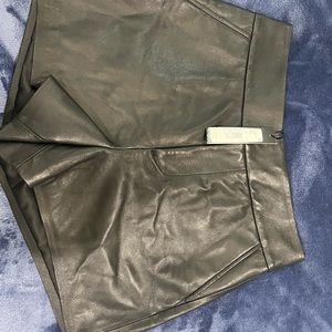 NWT Alice & Olivia black leather shorts
